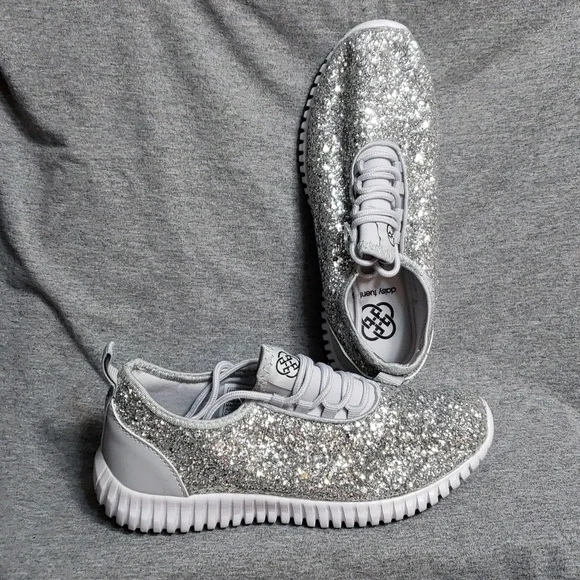 Women's gray silver Glitter shoes 6m daisy Fuentes jacklyn (sr) - Picture 1 of 8